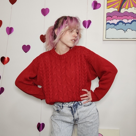 Vintage 90s Cable Knit Crew / Jumper - Picture 6 of 10